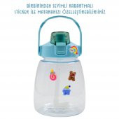 BottleBoss Taşıma Askılı Pipetli Şeffaf Matara 1200 Ml Sticker HEDİYELİ Yeşil - 5