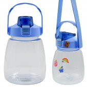 BottleBoss Taşıma Askılı Pipetli Şeffaf Matara 1200 Ml Sticker HEDİYELİ Mavi - 6