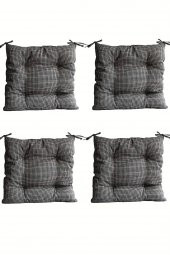 Pofidik 4 Adet Pötikare 40x40 cm Sandalye Minderi Özel Dikişli Bağcıklı - 1