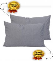 Fermuarlı 2li Gri Yastık Kılıfı 50X70 cm - 1