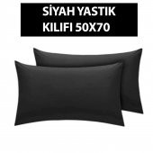 Siyah Fermuarlı 2li Siyah Yastık Kılıfı 50x70 cm - 2