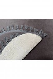 Orkide Home Dekoratif Modern Simirna Peluş Antrasit Ponpon Saçaklı Oval Klozet Takımı - 2