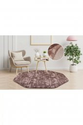 Orkide Home Kaymaz Taban Peluş Sekizgen 1012  KAHVERENGİ 150 x 150 - 1