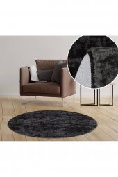 Orkide Home Jel Kaymaz Taban Peluş Siyah Yuvarlak Halı  SİYAH 120 x 120 - 2
