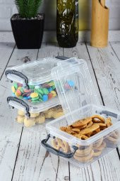 6lı Kilit Kapaklı Buzdolabı Organizer Ve Yemek Erzak Saklama Kabı Seti 0.5 Lt - 4