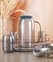 Acar 92 Füme Cam Sürahi Seti 1500 ML + 4 Adet Bardak 300 ML - 1