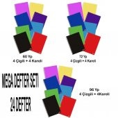 Ofisinn A4 Okul Defteri 60 - 72 - 96 Yp.  (24 ADET 12 KARELİ 12 ÇİZGİLİ) Spralli Plastik Kapak SMART.60 - 1
