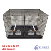 Tlspet İthal Ara Bölmeli Salma Çifthane Kafes 60x40x40 cm - SİYAH - 1