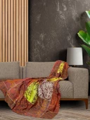 SoftMicro Etnik Desenli Boho 130x180 cm Koltuk Örtüsü Şalı, Kanepe Örtüsü, Tv Battaniyesi Kiremit Rengi - 1