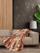 SoftMicro Etnik Desenli Boho 180x220 cm Koltuk Örtüsü Şalı, Kanepe Örtüsü, Tv Battaniyesi Toprak - 2