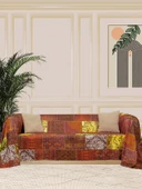 SoftMicro Etnik Desenli Boho 180x300 cm  Koltuk Örtüsü Şalı, Kanepe Örtüsü, Tv Battaniyesi Kiremit Rengi thumbnail 1