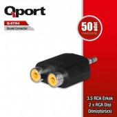 QPORT Q-STR4 3,5mm RCA ERKEK=>2*RCA DİŞİ ÇEVİRİCİ - 1
