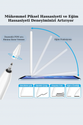 İpad Pro 11 inç M2 Çip Uyumlu Kablosuz Şarj Olabilen Palm Rejection ve Tilt Özellikli Stylus Pen thumbnail 5