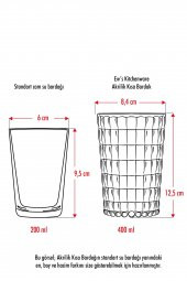 Cızırtı Akrilik Aquamarin Tekli Kısa Bardak & Su Meşrubat Kahve Yanı Bardağı 400 ml ( Cam Değildir ) - 4