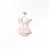 Kız Bebek Pudra Pembe Renk Özel Gün Fiyonklu Çıtçıtlı Tulum - 6