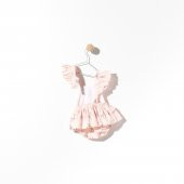Kız Bebek Pudra Pembe Renk Özel Gün Fiyonklu Çıtçıtlı Tulum - 8