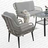 Capri Swing Pisa İkili Rattan Bahçe Balkon Oturma Grubu | Beyaz | 752 thumbnail 4