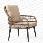 Capri Swing Pisa Tekli Rattan Balkon Oturma Grubu | Açık Kahve | 703 - 4