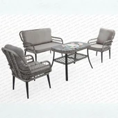 Capri Swing Pisa İkili Rattan Bahçe Balkon Oturma Grubu | Gri | 750 - 1