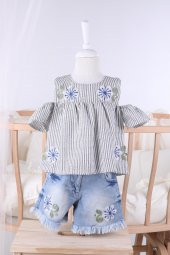 Babyhola Bluz Şort Kız Çocuk Yazlık Bayramlık Takım 1026 - 1