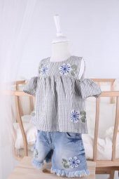 Babyhola Bluz Şort Kız Çocuk Yazlık Bayramlık Takım 1026 - 4