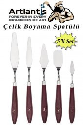 Çelik Spatül 5 Li Set Resim Ve Heykel Çelik Spatula Esnek Çelik Palet Bıçağı Pasta Spatulası 1 Paket - 1