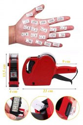 Etiket Makinesi Kırmızı 1 Adet Fiyat Etiket Makinası 8 Haneli Yedek Kartuşlu Mağaza Dükkan Market İçin İdeal - 2