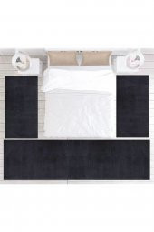 Orkide Home Modern Dekoratif Halı Jel Kaymaz Taban Antrasit Yatak Odası Seti - 1