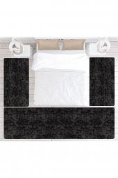 Orkide Home Modern Dekoratif Halı Jel Kaymaz Taban Siyahlı Grili Yatak Odası Seti - 1