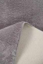 Orkide Home Modern Dekoratif Halı Jel Kaymaz Taban Peluş Puffy Kalp Model Gri Paspas Takımı 70x100-7 - 2
