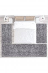 Orkide Home Modern Dekoratif Halı Jel Kaymaz Taban Gri Desenli  Yatak Odası Seti - 1