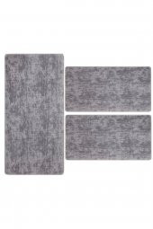 Orkide Home Modern Dekoratif Halı Jel Kaymaz Taban Gri Desenli  Yatak Odası Seti - 2