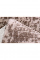 Orkide Home Modern Dekoratif Halı Jel Kaymaz Taban Peluş Puffy Kalp Model Kahverengi  Paspas Takımı - 3