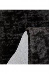 Orkide Home Modern Dekoratif Halı Jel Kaymaz Taban Peluş Puffy Kalp Model Gri Siyah  Paspas Takımı 7 - 3