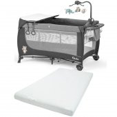 Gulz Elite Dönenceli Sallanır Oyun Parkı Bebek Beşik 70x120 Cm + Viscotech Yatak Dark Gray - 1