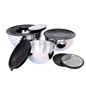 Serenk Modernist Rendeli Çelik Karıştırma ve Saklama Kabı Seti 16-20-24 cm thumbnail 2