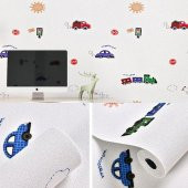 Renkli Duvarlar 50x280 Cm (1,4m2) Trafik Temalı Kendinden Yapışkanlı Duvar Kağıdı Esnek Silinebilir Çocuk Odası - 1