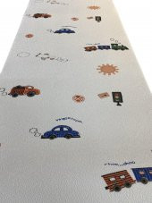 Renkli Duvarlar 50x280 Cm (1,4m2) Trafik Temalı Kendinden Yapışkanlı Duvar Kağıdı Esnek Silinebilir Çocuk Odası - 2