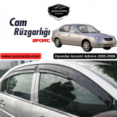 Hyundai Accent Admire 2003-2006 Uyumlu Mugen Cam Rüzgarlığı Seti Piano Black 4lü İthal - 1