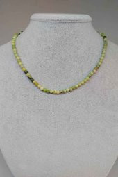 Krizopras Taşı 4mm 1000 Ayar Gümüş İpli Kolye (Klipsli) thumbnail 1