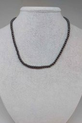 Hematit Taşı 4mm 1000 Ayar Gümüş İpli Kolye (Klipsli) thumbnail 1