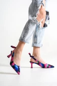 Minipony Lila Batik Kısa Topuk Stiletto Topuklu Ayakkabı thumbnail 3