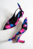 Minipony Lila Batik Kısa Topuk Stiletto Topuklu Ayakkabı thumbnail 1