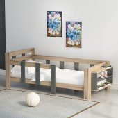 DEKORMİA MONTESORİ KARYOLA ÇIRAĞAN ANTRASİT W44 ( 90X190 CM YATAK UYUMLUDUR ) - 1