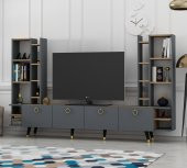 DEKORMİA MAX GOLD TV ÜNİTESİ ÇIRAĞAN-ANTRASİT 223 CM thumbnail 2