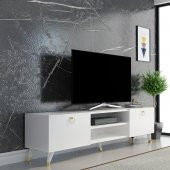 DEKORMİA OMAR MODERN GOLD TV ÜNİTESİ 150 CM PARLAK BEYAZ - 1