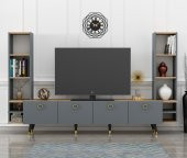 Dekormia Gold Edda Tv Ünitesi Çırağan - Antrasit 223 cm thumbnail 1