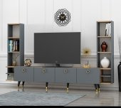 Dekormia Gold Edda Tv Ünitesi Çırağan - Antrasit 223 cm thumbnail 3