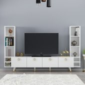DEKORMİA GOLD EDDA TV ÜNİTESİ PARLAK BEYAZ 223 CM thumbnail 1