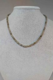 Labradorit Taşı Açık Renk 4mm 1000 Ayar Gümüş İpli Kolye (Klipsli) thumbnail 1